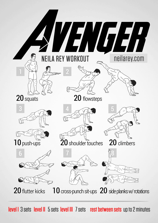 Avenger Workout #Avenger #HomeWorkout #Workout #Fitness #Best #Sport #squats - flowsteps - push-ups - climbers - flutter kicks - planks #Cardio
