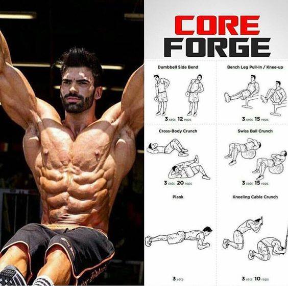Core force #Workout #HomeWorkout #CoreForce #Circuit Dumbell Side Bend - Bench leg - Cross-Body Crunch - Plank